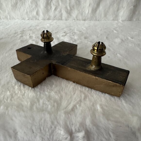 Vintage 80’s casket or coffin cross made of cast metal sacred history memorial - Picture 4 of 6